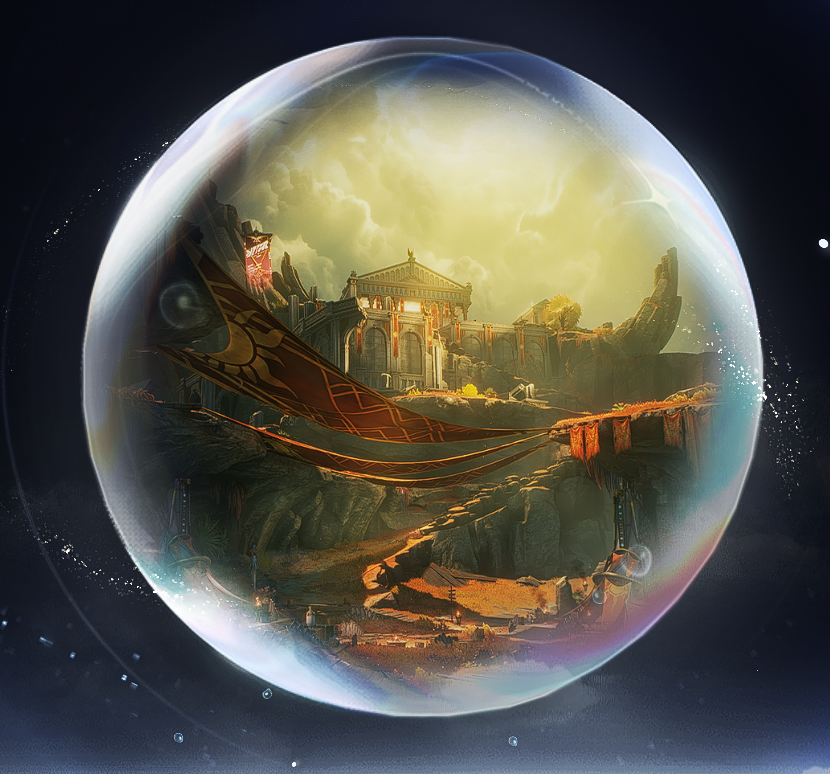 Thumbnail of Prints of Plateaus event in Wuthering Waves, showing the ancient ruins of Sanguis Plateaus encapsulated inside a glowing magical sphere.