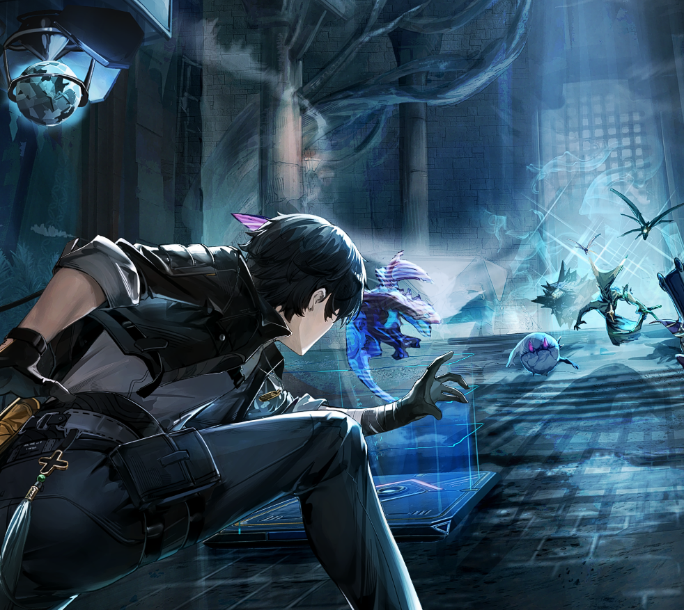 Thumbnail artwork for Tidal Defense Simulator event in Wuthering Waves, showing a Resonator preparing to deploy Combat Machines against Tacet Discords.