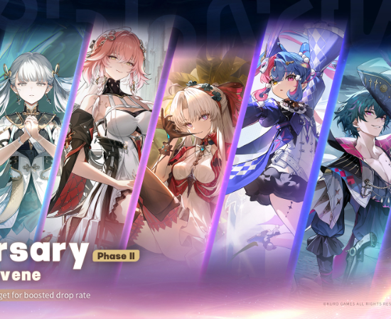 Anniversary Phase II banner for Wuthering Waves featuring rate-up Resonators including Carthythia, Lupa, and 4-star characters