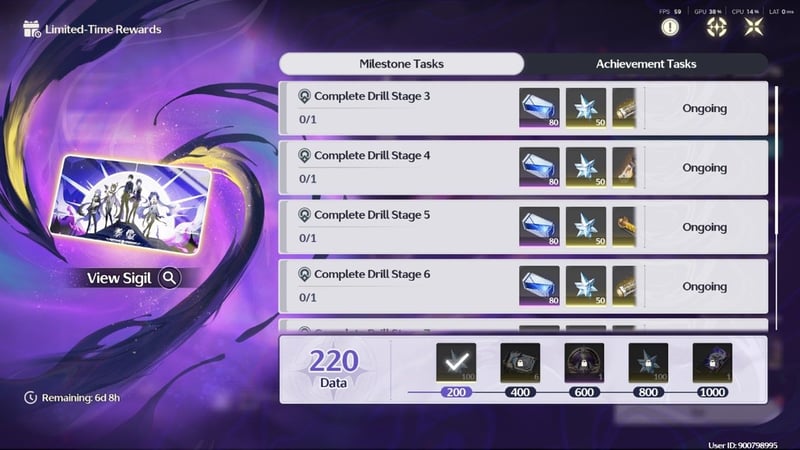 Reward list for the Lament Recon: Solaris Soldier event featuring Astrite, Sigil: “Lighthouse and Blake Bloom”, Modifier, Premium Tuner, Forgery Premium Supply, Premium Enclosure Tank, Shell Credit