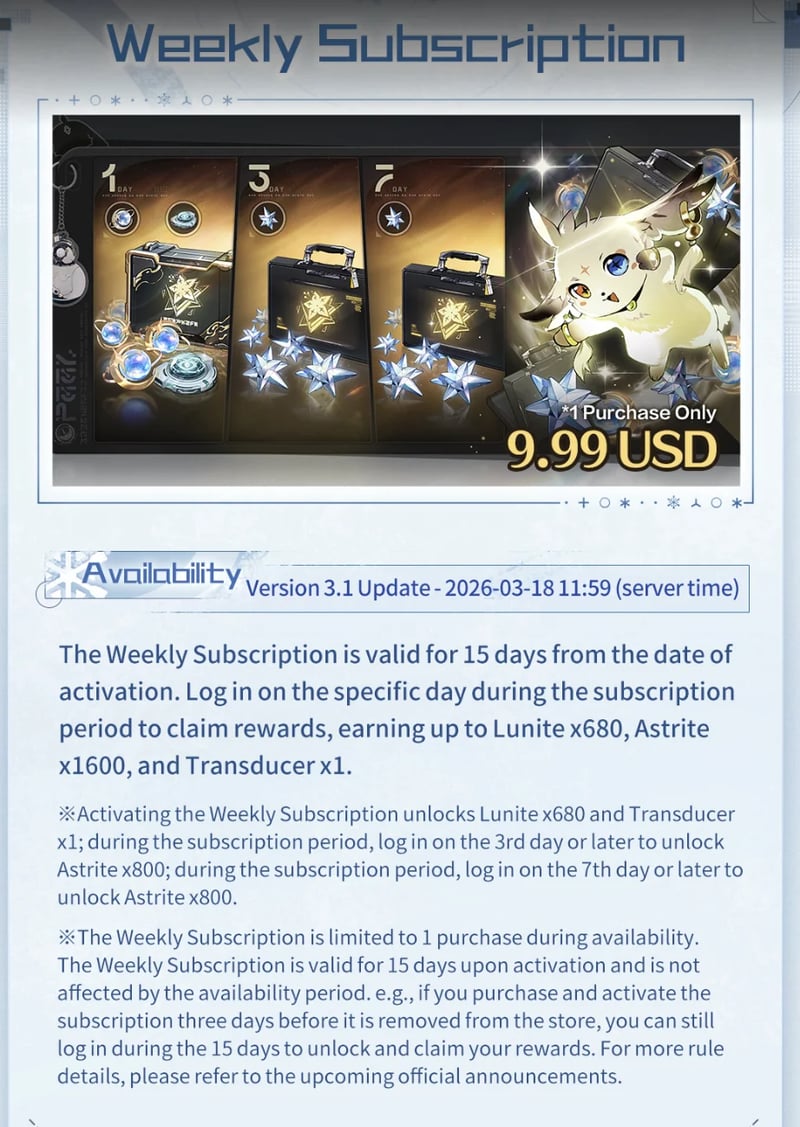 Weekly Subscription
