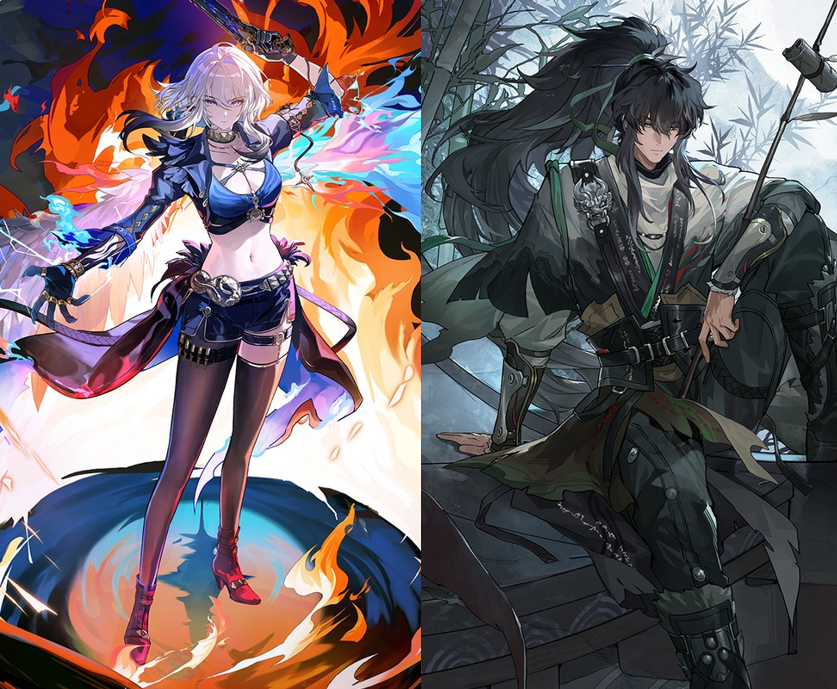 Official artwork of Galbrena and Qiuyuan from Wuthering Waves, highlighting their leaked skill sets and lore connections in version 2.7 and beyond.
