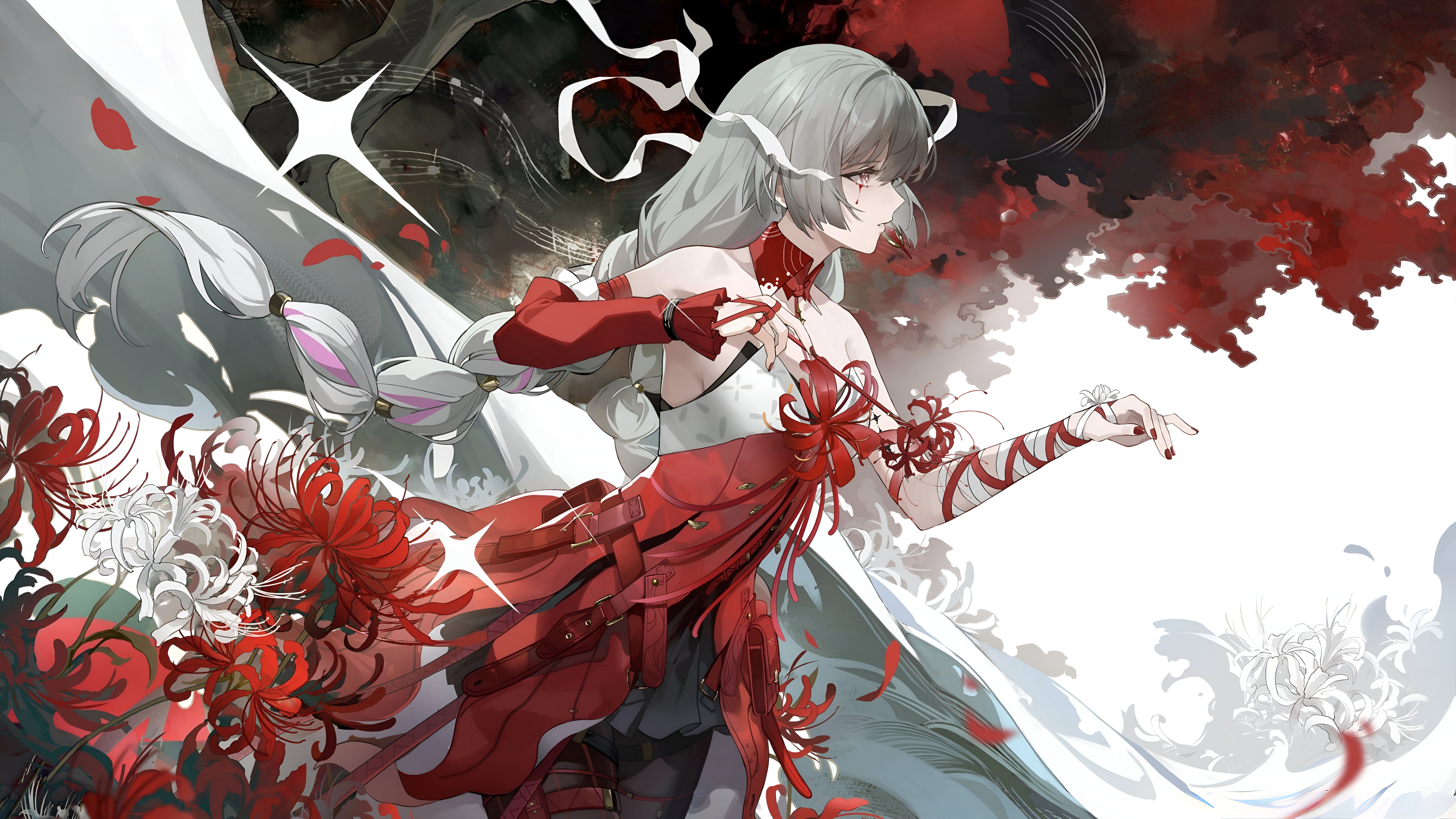 Phrolova character artwork from Wuthering Waves showcasing her Havoc power and red floral design theme.