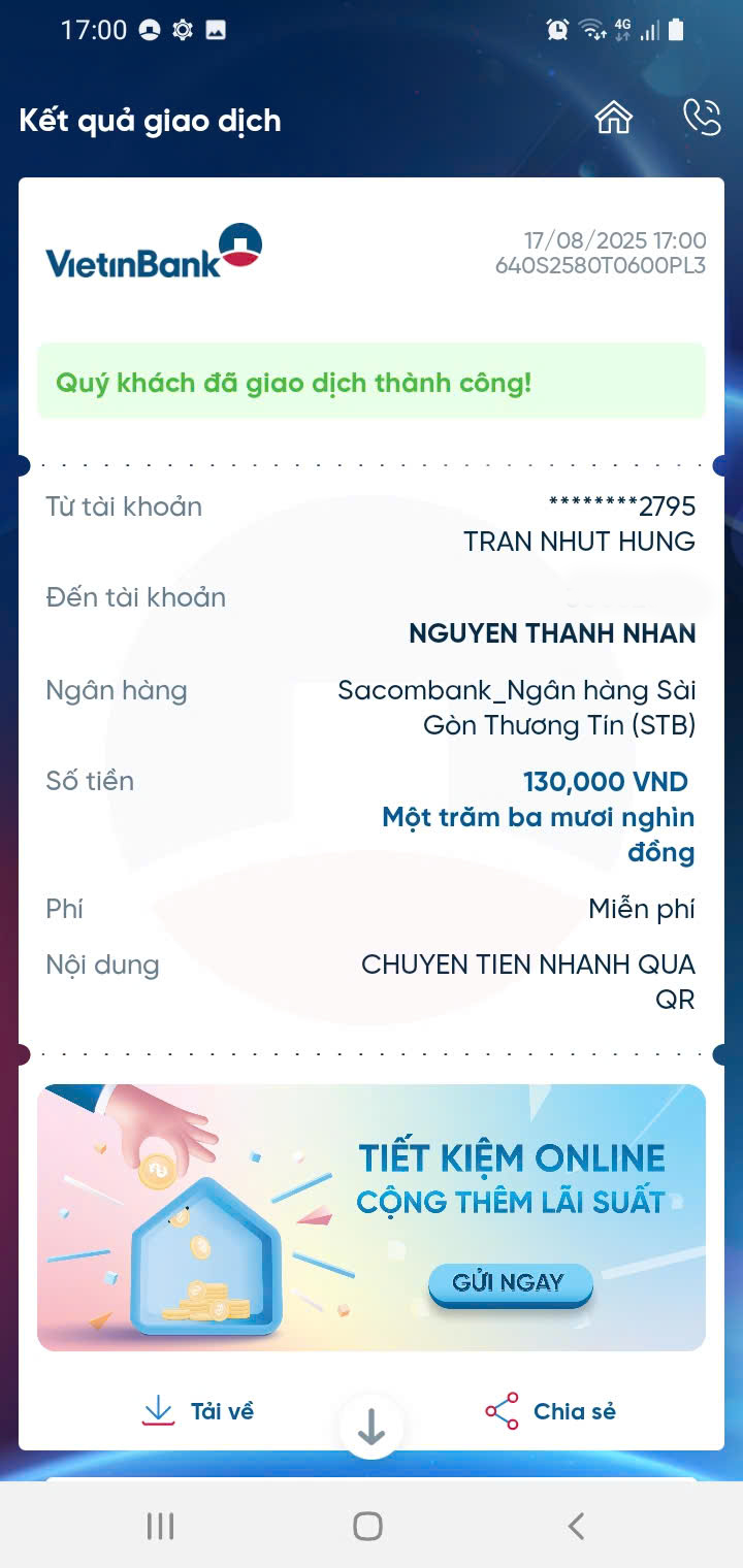 Mobile banking screenshot as evidence of WWPlus reward payout