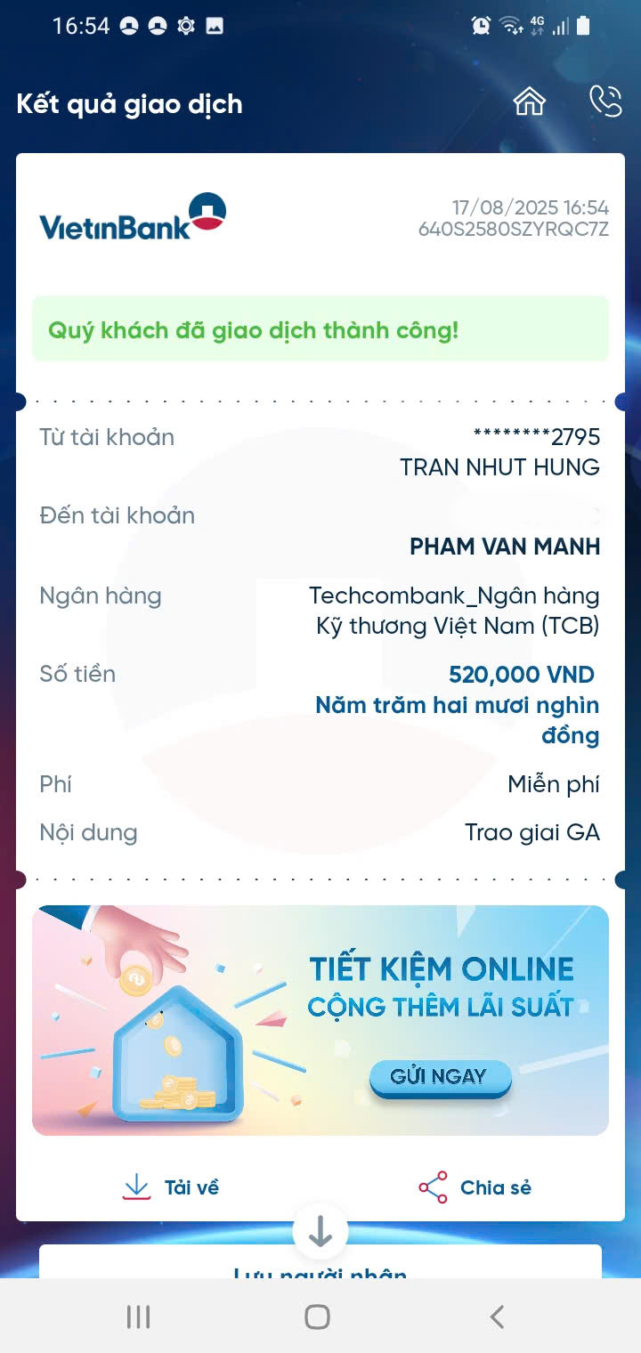 Proof of prize distribution by WWPlus for giveaway event