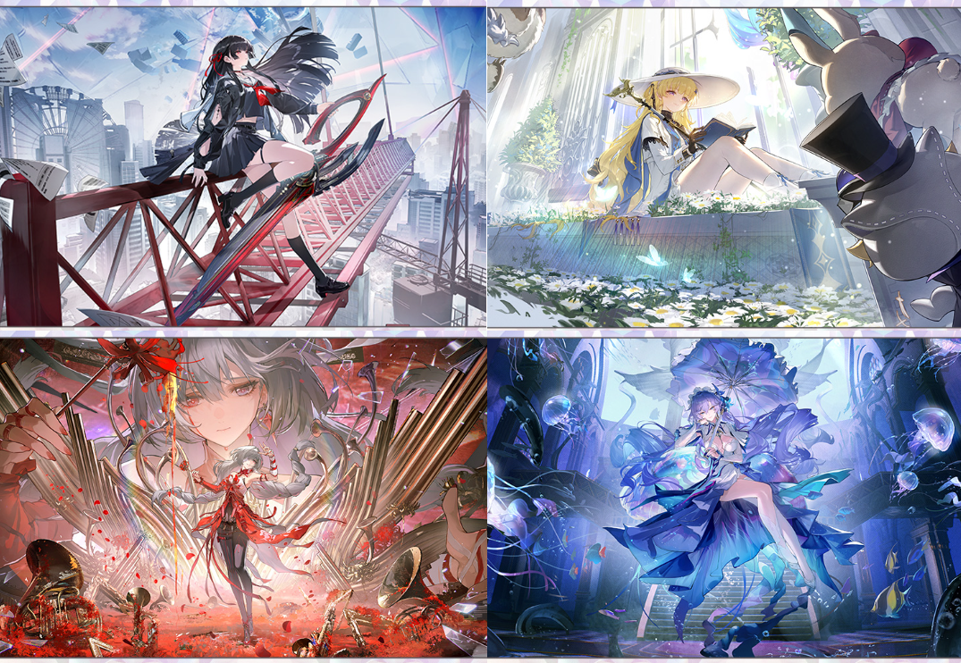 wuthering waves 2.8 banner lineup featuring Chisa, Phoebe, Phrolova and Cantarella with their official key visuals