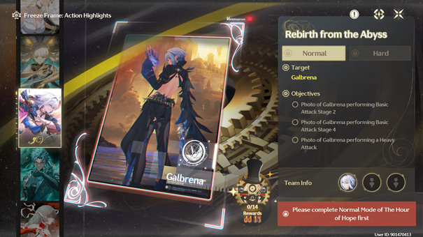 Use the camera tool to capture Galbrena’s moments.