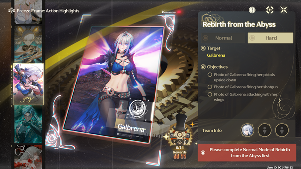 Use the camera tool to capture Galbrena’s moments.