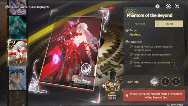 Use the camera tool to capture Phrolova’s moments.