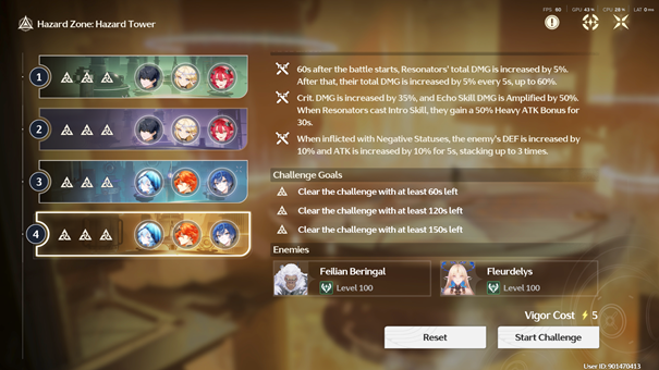 Hazard Tower zone in Tower of Adversity Season 28