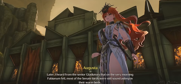 Augusta is recalling the true reason why Fabianum was destroyed.