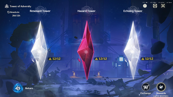 Thumbnail image for Tower of Adversity Season 29 guide in Wuthering Waves, featuring a glowing red crystal symbolizing Hazard Zone challenges.