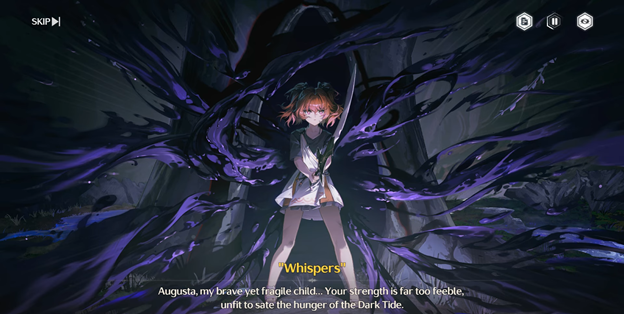 Augusta is trying to resist the dark tide in order to protect Angel
