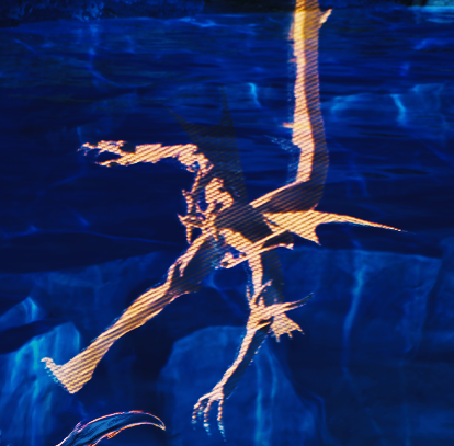 A spectral dragon-like Echo emerging from deep blue water in Wuthering Waves
