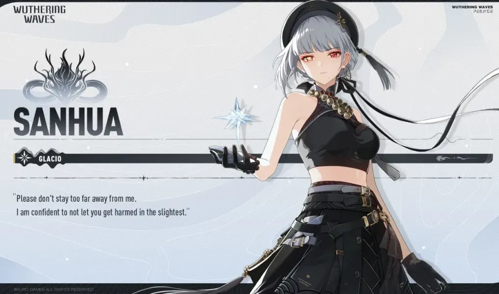 Sanhua character sheet in Wuthering Waves build guide
