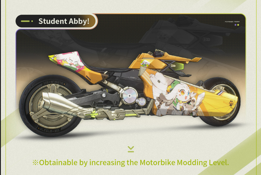 A “skin” obtained through Motorbike Modding level progression.