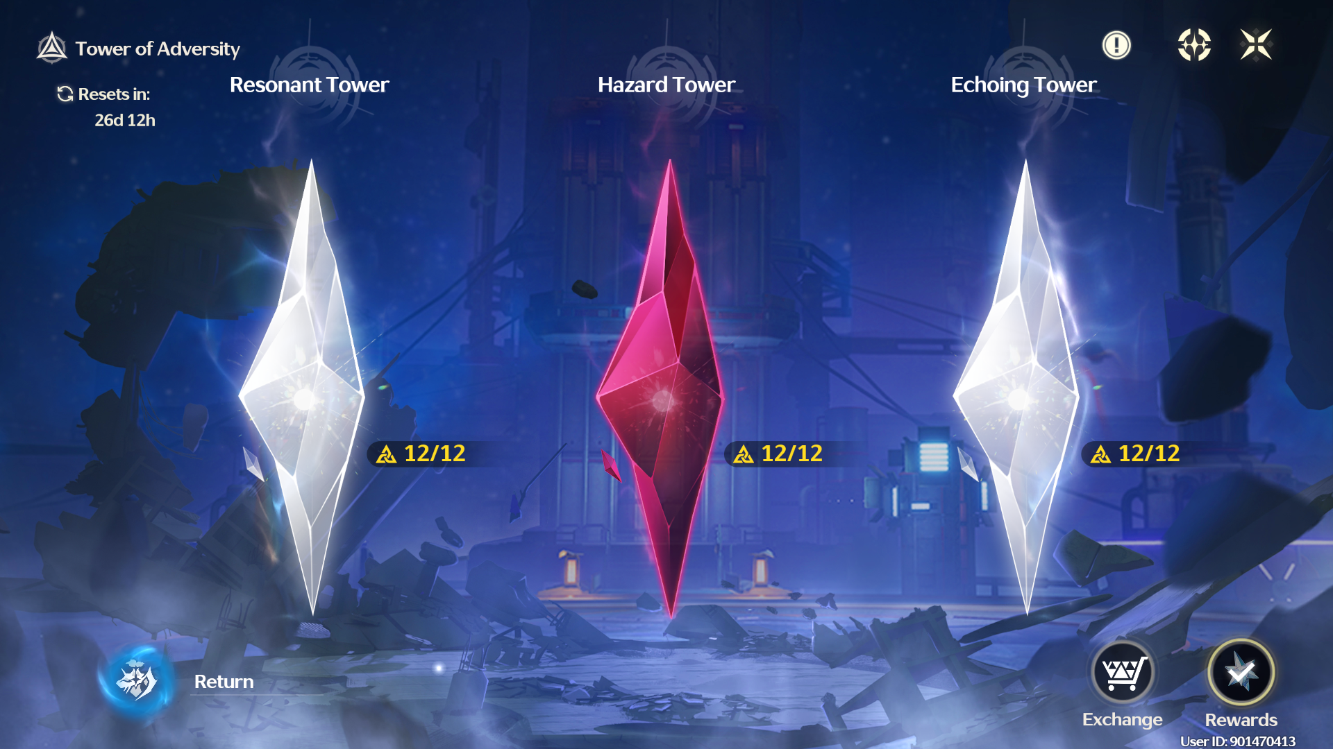 Thumbnail image for Tower of Adversity Season 31 guide in Wuthering Waves, featuring a glowing red crystal symbolizing Hazard Zone challenges.