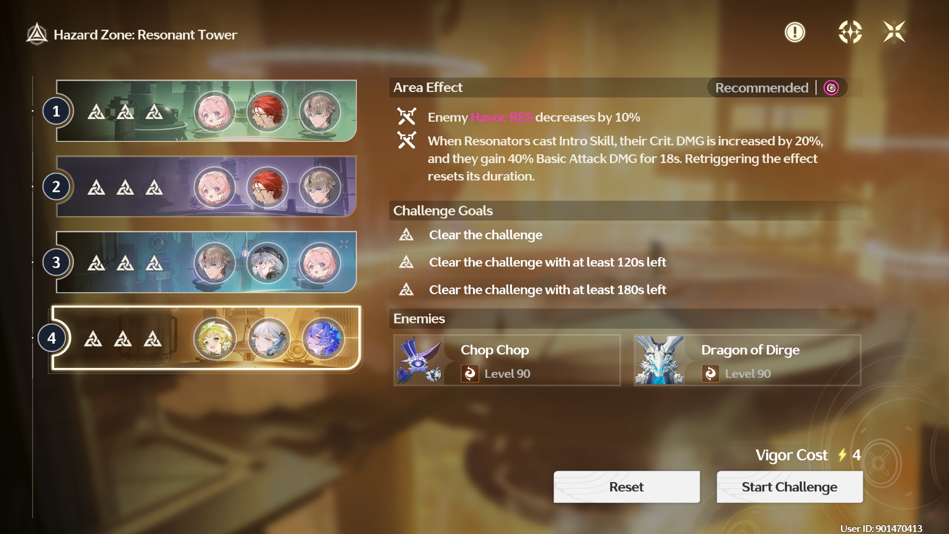 Resonant Tower Hazard Zone in Tower of Adversity Season 28, focusing on Havoc enemies and Intro Skill ATK buff.