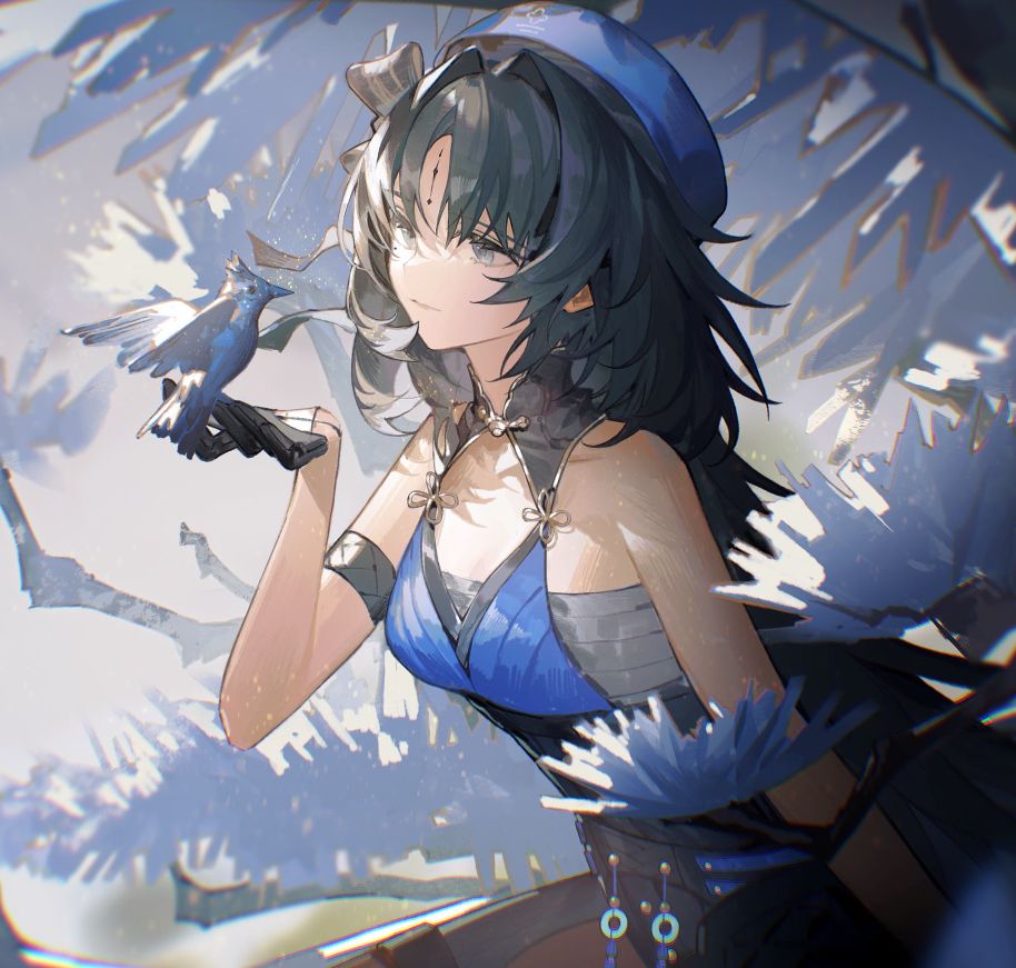 Yangyang artwork thumbnail from Wuthering Waves featuring her elegant red design and Aero energy aura. 